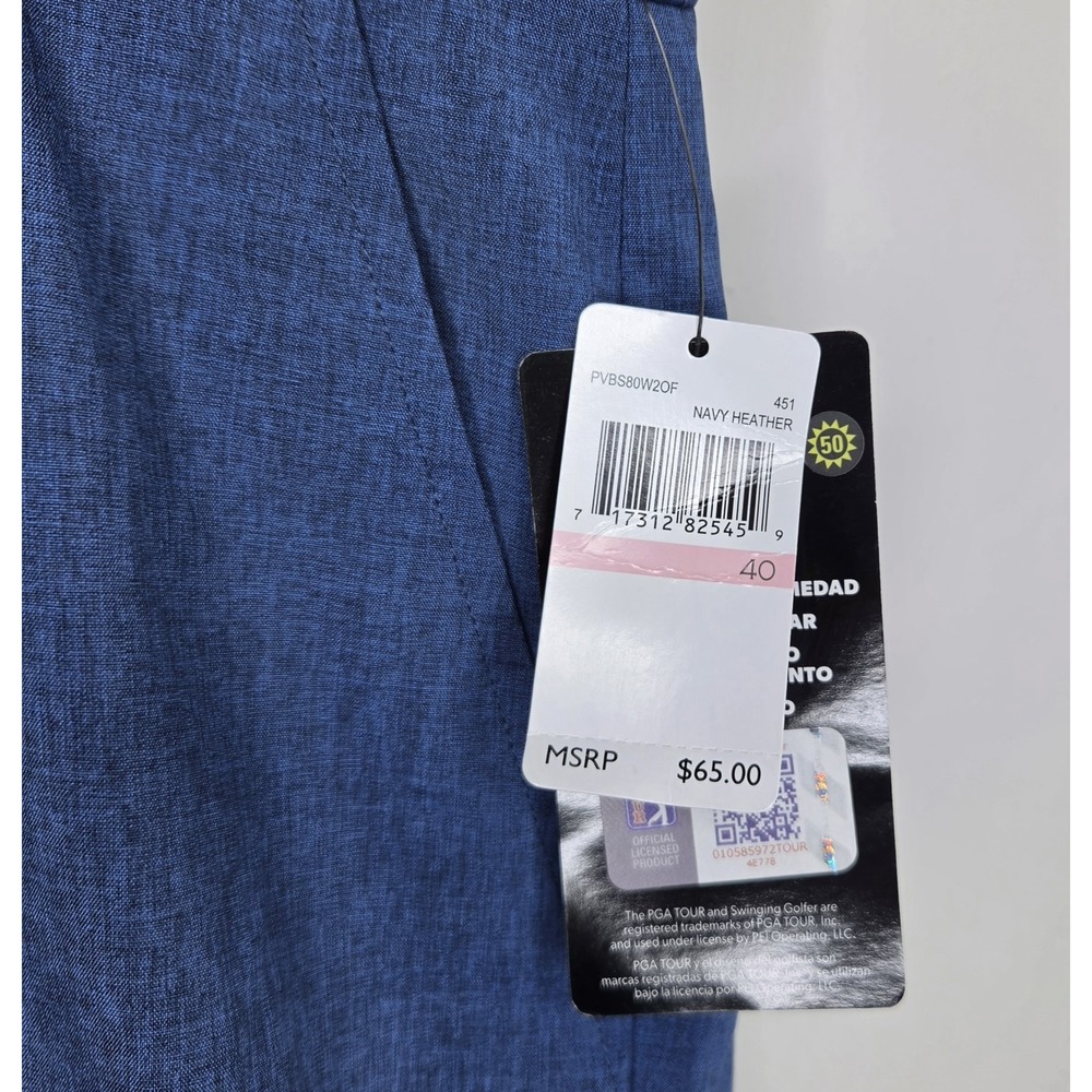 *NEW w/Tags PGA Tour Men's Heather Blue Golf Shorts Size 40 Stretch Straight Fit - Picture 2 of 9